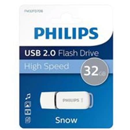 Philips PHMMD32GSNOWU2 USB2.0 Snow 32GB Flash Drive; White & Grey